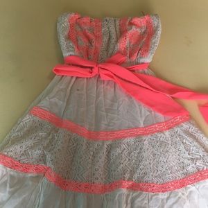 Flying Tomato Dresses - Cream and Pink short summer dress Flying Tomato Dresses - Cream and Pink short summer dress